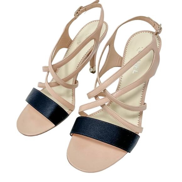 Chanel Neutral Strappy Pearl Detail CC Logo High Heel Sandals size 38.5 US7.5 - Picture 16 of 16